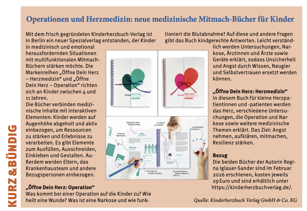 Operationen und Herzmedizin: neue medizinische Mitmach-Bücher für Kinder