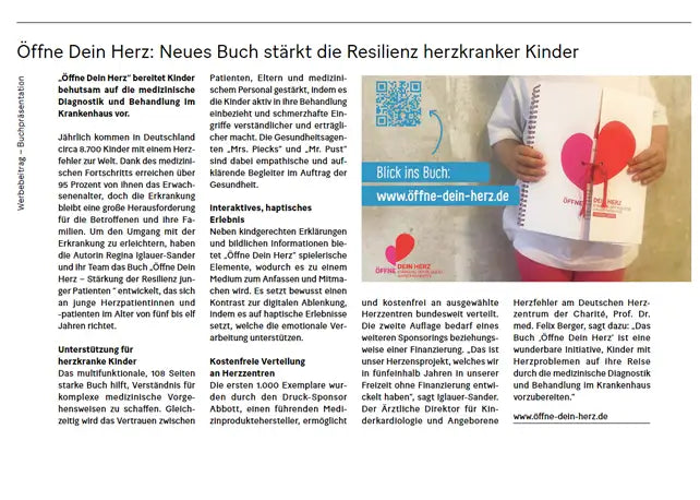 Öffne Dein Herz: Neues Buch stärkt Resilienz herzkranker Kinder
